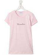 Monnalisa Teen Logo Embellished T-shit - Pink