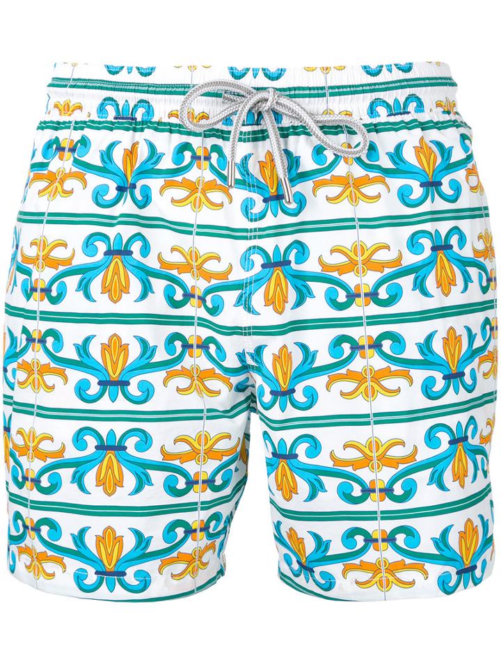 Capricode - Baroque Print Swim Shorts - Men - Polyamide - Xxl, White, Polyamide