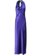 Lanvin - Cowl Neck Gown - Women - Polyester/triacetate - 38, Blue, Polyester/triacetate