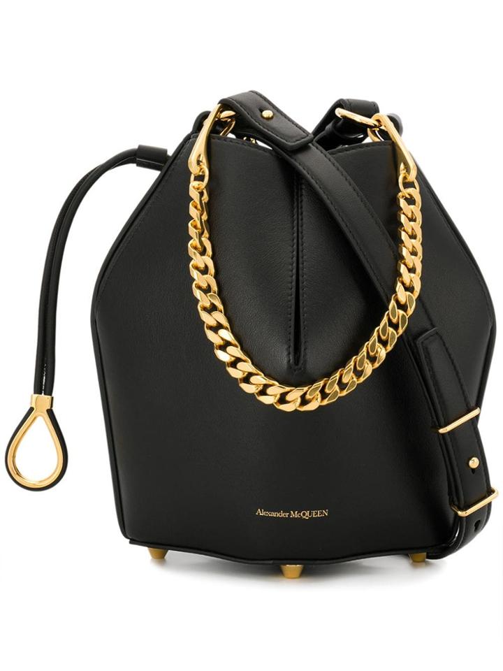 Alexander Mcqueen Bucket Chain Shoulder Bag - Black