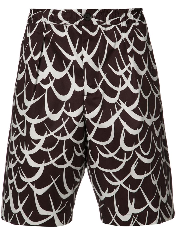 Marni Abstract Print Shorts - Brown