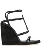 Saint Laurent Cassandra Wedge Sandals - Black