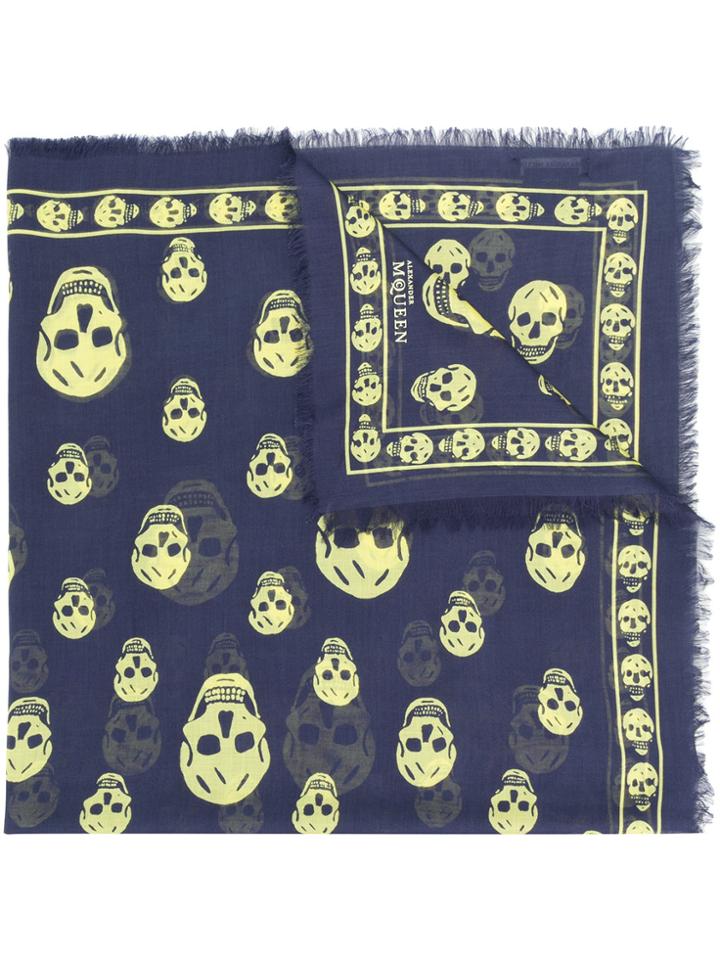 Mcq Alexander Mcqueen Skull Print Scarf - Blue