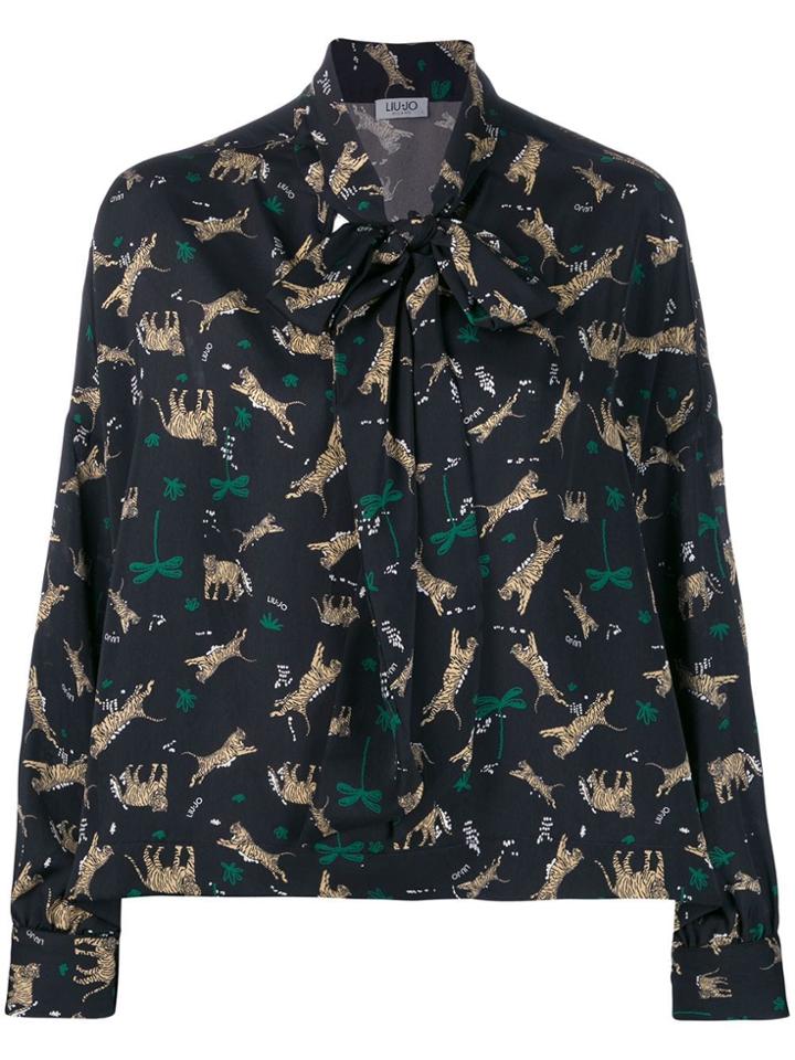 Liu Jo Tiger Jungle Print Blouse - Black