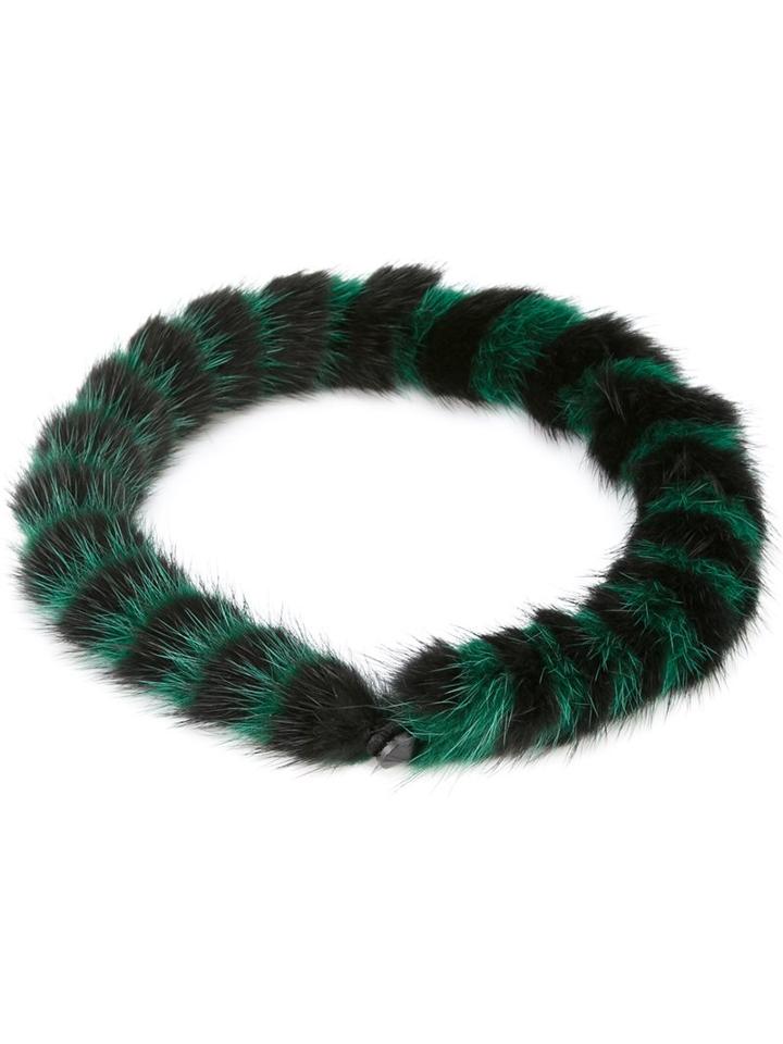 Mary Katrantzou Mink Twisted Collar, Women's, Black