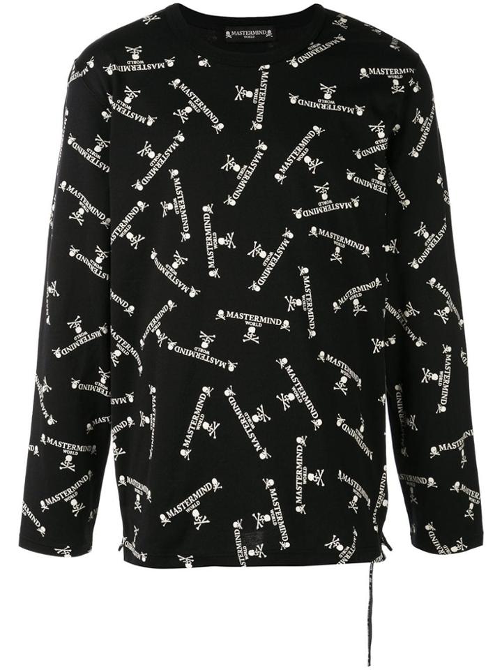 Mastermind World Logo Print Long Sleeve Top - Black