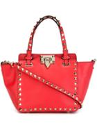 Valentino Garavani Rockstud Trapeze Tote, Women's, Red, Calf Leather/metal Other