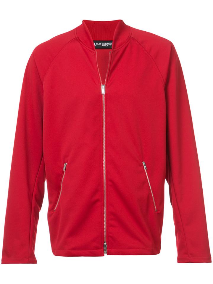 Mastermind World Skull Print Back Bomber Jacket - Red