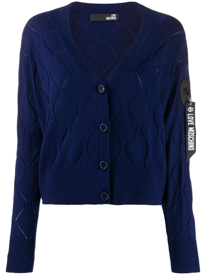 Love Moschino Wave-embellished Cardigan - Blue