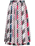 Thom Browne Repp Stripe Tie Collage Silk Skirt - Blue