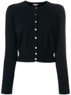 N.peal Cropped Contrast Button Cardigan - Black