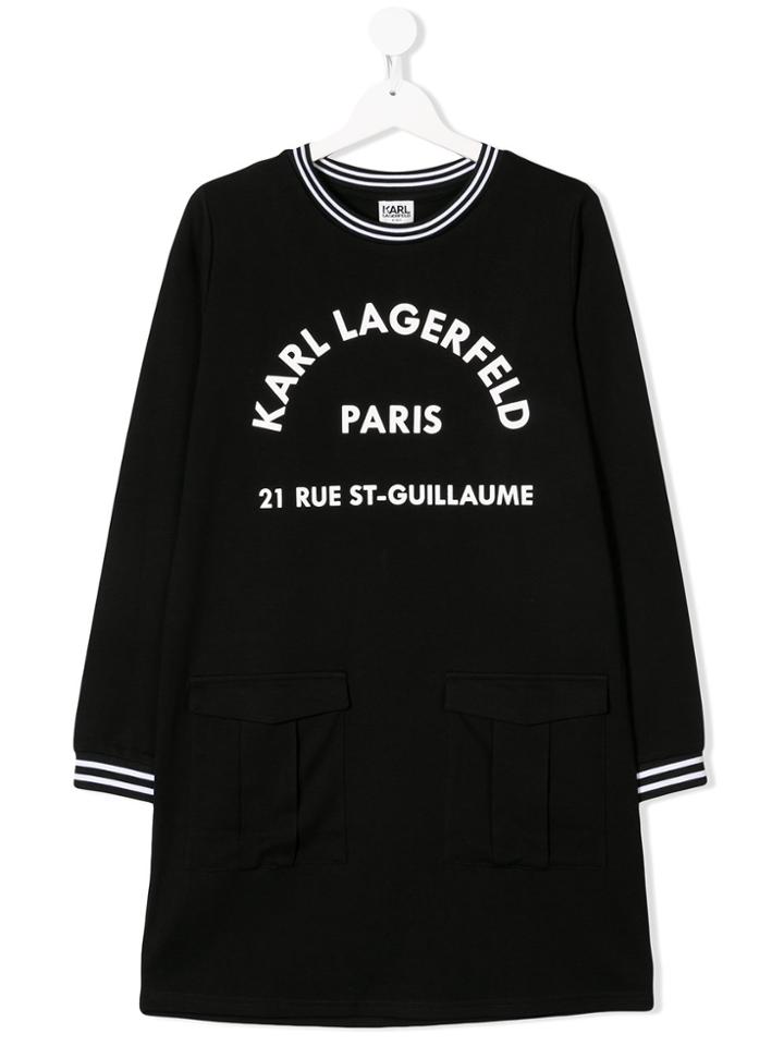 Karl Lagerfeld Kids Teen Logo Print Sweatshirt Dress - Black