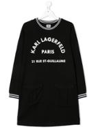 Karl Lagerfeld Kids Teen Logo Print Sweatshirt Dress - Black