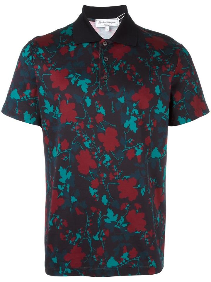 Salvatore Ferragamo Printed Polo Shirt, Men's, Size: Xxl, Blue, Cotton
