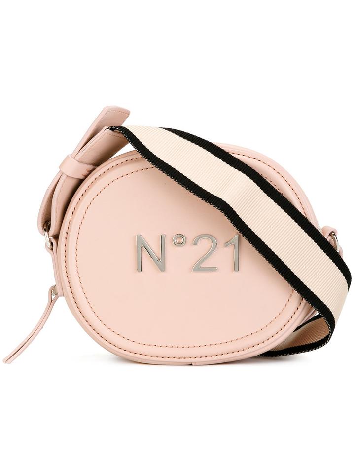 No21 Logo Plaque Cross Body Bag, Women's, Pink/purple, Leather