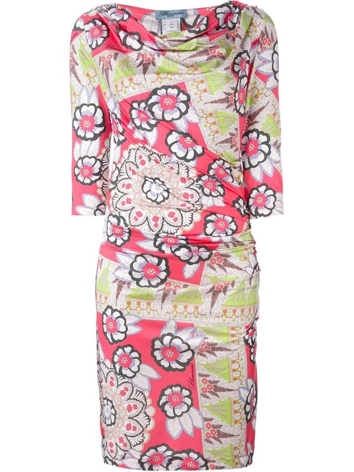 Blumarine Floral Print Dress, Women's, Size: Xl, Pink/purple, Polyamide/spandex/elastane
