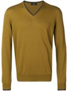 Fay Contrasting V-neck Sweater - Green
