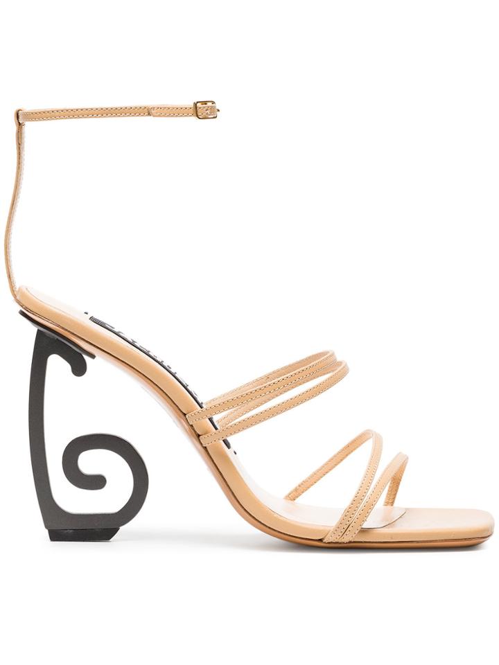 Jacquemus Beige Espiral 105 Leather Sandals - Nude & Neutrals