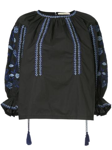 Ne Quittez Pas Patterned Top With Tassels - Black