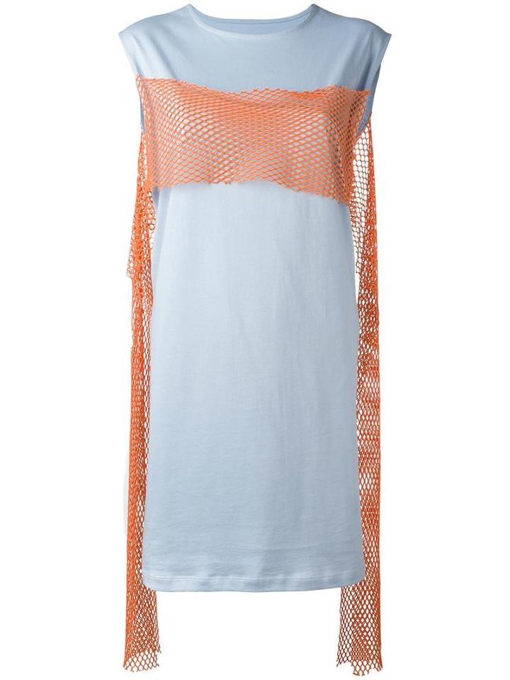 Mm6 Maison Margiela Neon Panel T-shirt Dress, Women's, Size: Medium, Blue, Cotton/polyamide/spandex/elastane