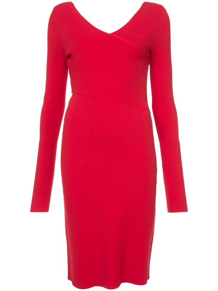 Dvf Diane Von Furstenberg Fitted V-neck Dress - Red