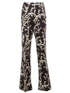 Giambattista Valli - Floral Flared Trousers - Women - Cotton/polyamide/acetate/viscose - 42, Black, Cotton/polyamide/acetate/viscose