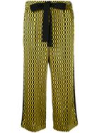 Fendi - Geometric Print Cropped Trousers - Women - Silk/cotton/viscose - 42, Yellow/orange, Silk/cotton/viscose
