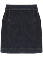 À La Garçonne High Waisted Denim Skirt - Blue