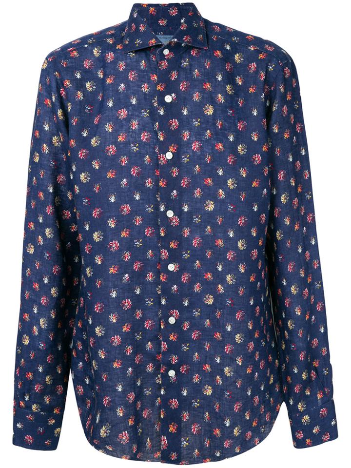 Barba Floral Printed Blouse - Blue