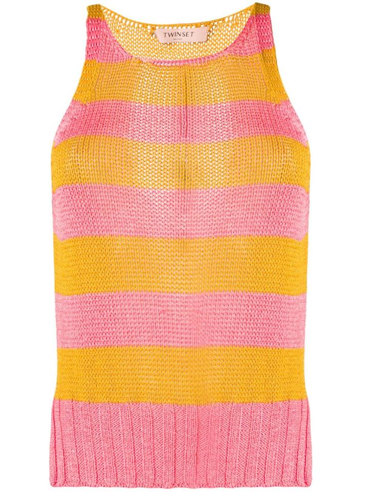 Twin-set Striped Knitted Top - Orange