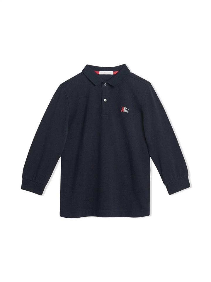 Burberry Kids Long-sleeve Cotton Piqué Polo Shirt - Blue