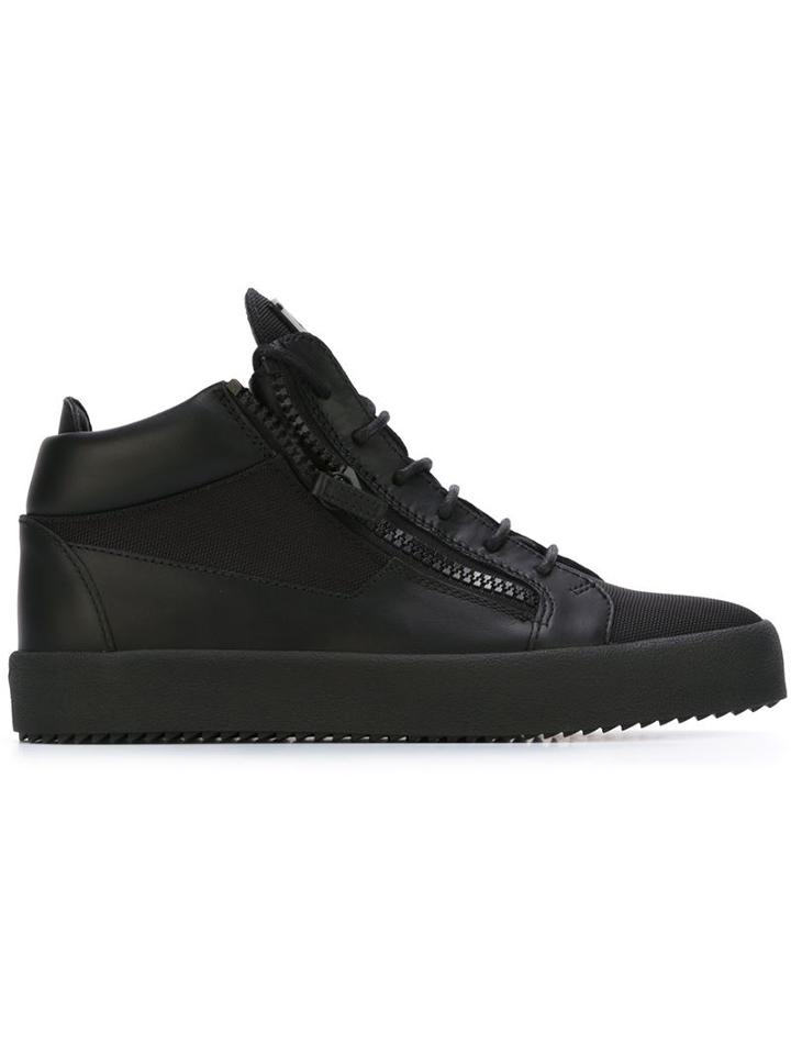 Giuseppe Zanotti Design Kriss Hi-top Sneakers, Men's, Size: 45, Black, Leather/nylon/rubber