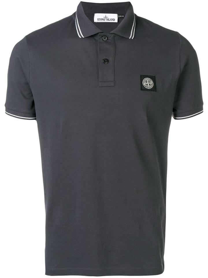 Stone Island Logo Polo Top - Grey