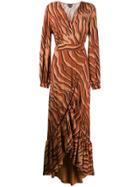 Just Cavalli Ruffled Trim Animal Print Dress - Brown