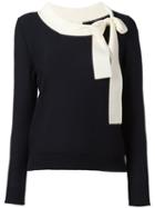 Sonia Rykiel Long Sleeve Neck-tie Sweater, Women's, Size: Small, Blue, Virgin Wool