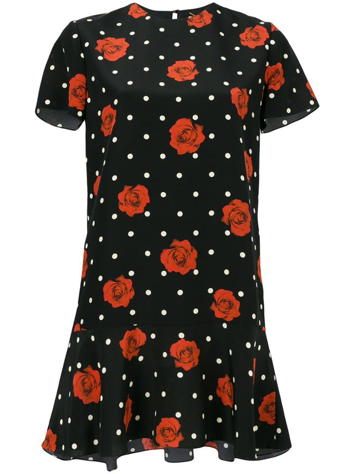 Saint Laurent Floral Polka-dot Dress - Black