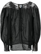 Jean Atelier Sheer Lace Panel Blouse - Black