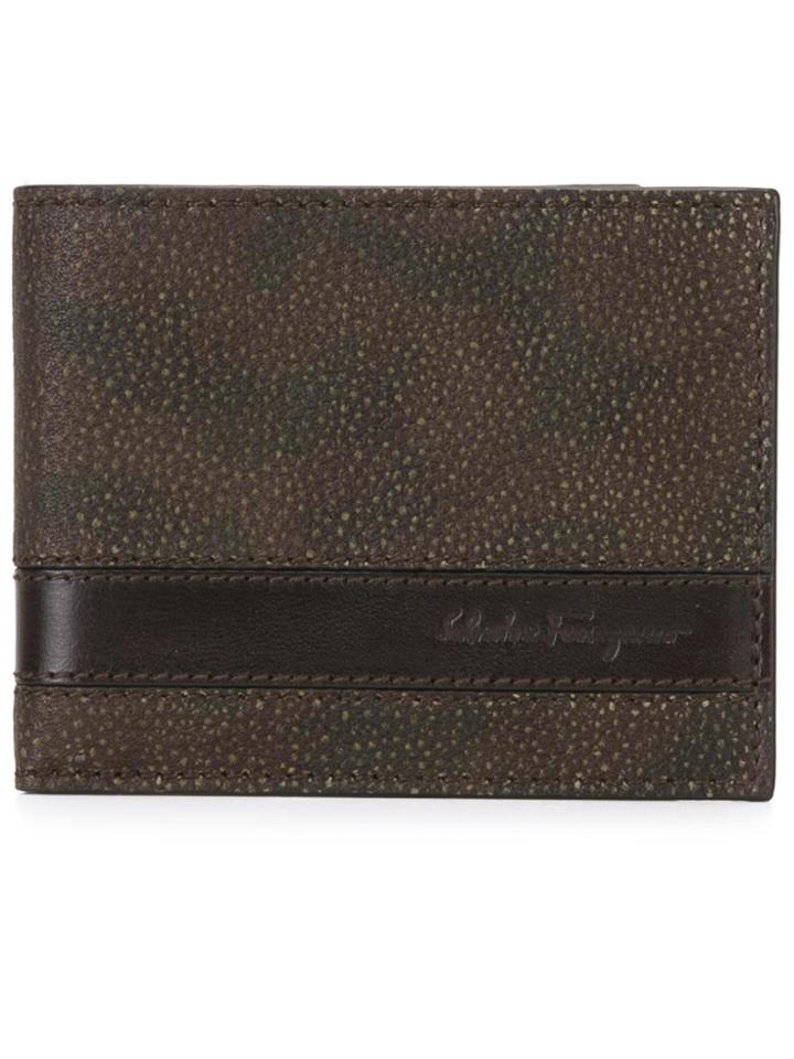 Salvatore Ferragamo Camouflage Embossed Billfold Wallet - Brown