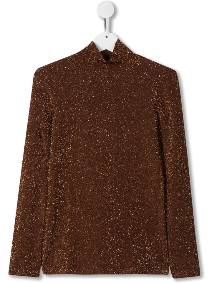 Caffe' D'orzo Teen Denise Lamé Turtleneck Top - Brown