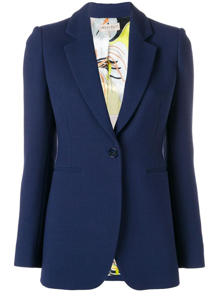 Emilio Pucci Single Breasted Blazer - Blue