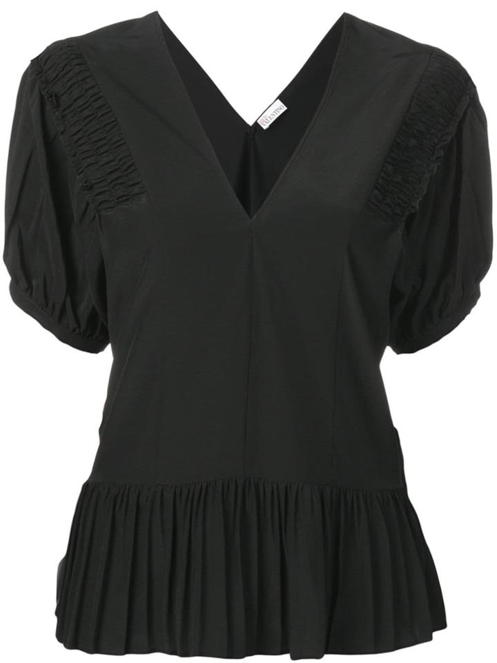 Red Valentino V-neck Frill Blouse - Black