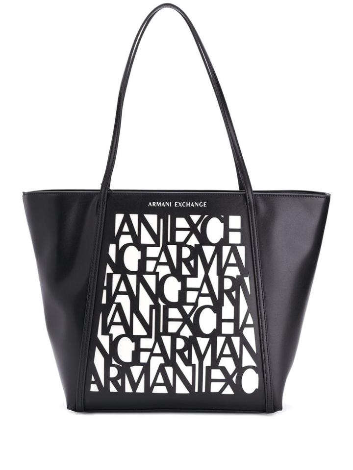 Armani Exchange Monogram Tote Bag - Black