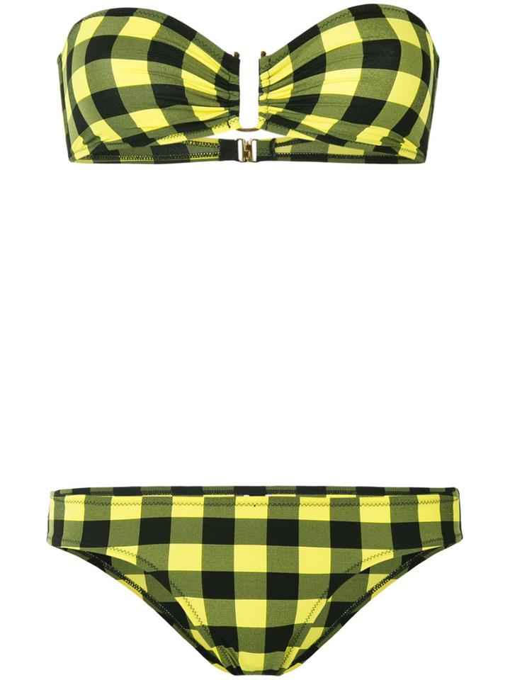 Laura Urbinati - Strapless Checkered Bikini - Women - Polyamide/spandex/elastane - 40, Black, Polyamide/spandex/elastane