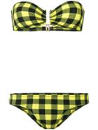 Laura Urbinati - Strapless Checkered Bikini - Women - Polyamide/spandex/elastane - 40, Black, Polyamide/spandex/elastane