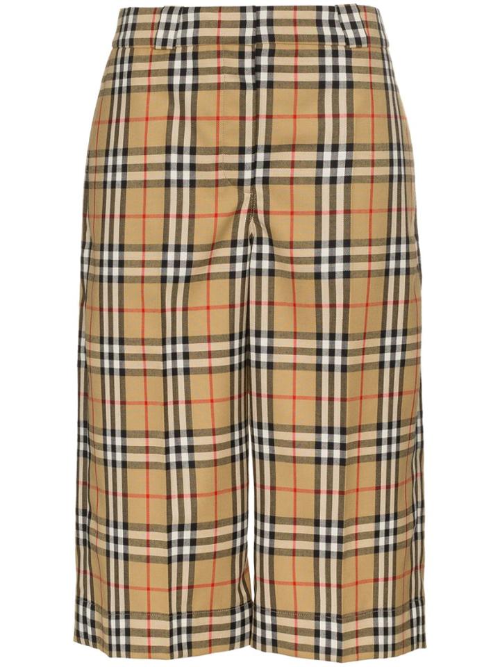 Burberry Mix Checked Cotton Culottes - Brown