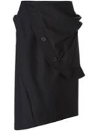 J.w.anderson Ruffled Asymmetric Skirt, Women's, Size: 12, Black, Virgin Wool/nylon/spandex/elastane