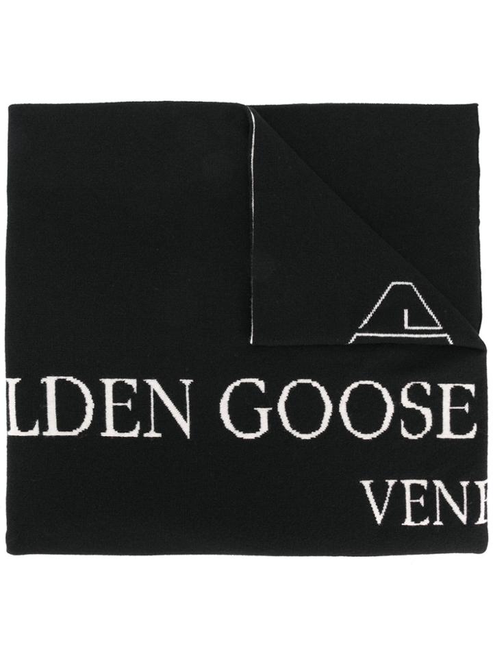 Golden Goose Deluxe Brand Knitted Logo Scarf - Black