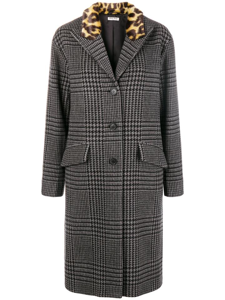 Miu Miu Houndstooth Coat - Grey