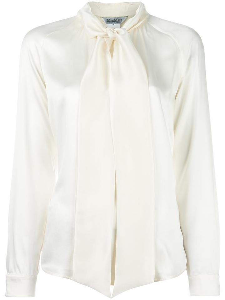 Max Mara Bow Detail Blouse, Women's, Size: 42, White, Silk