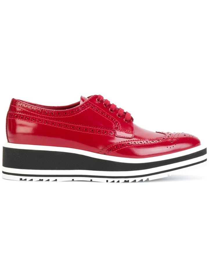 Prada Lace-up Derby Shoes - Red